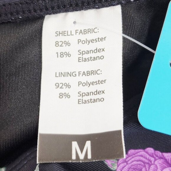 High-Waisted Floral Print Bikini Bottoms By Joybik Size M Black Red Purple - Picture 2 of 4